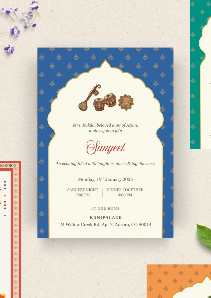 Radha Krishna Pichwai Theme Wedding Invitation — image 2