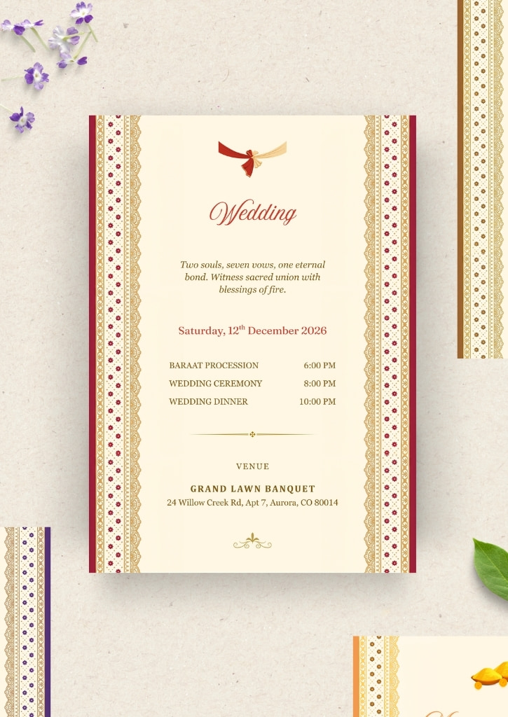 Traditional Maroon Minimal Wedding Invitation — image 3