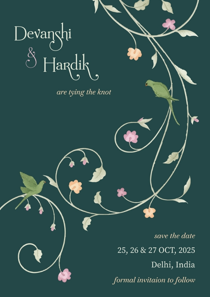Vanmala Elegant Botanical Save the Date E-Card — image 1
