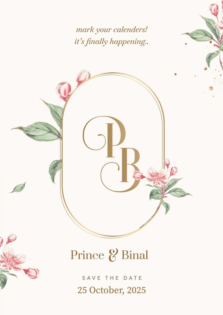 Vasant Floral Theme Save The Date Card — image 1